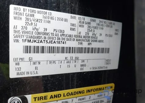 2018 Ford Expedition Max Limited from USA, damaged, VIN 1FMJK2AT5JEA18741